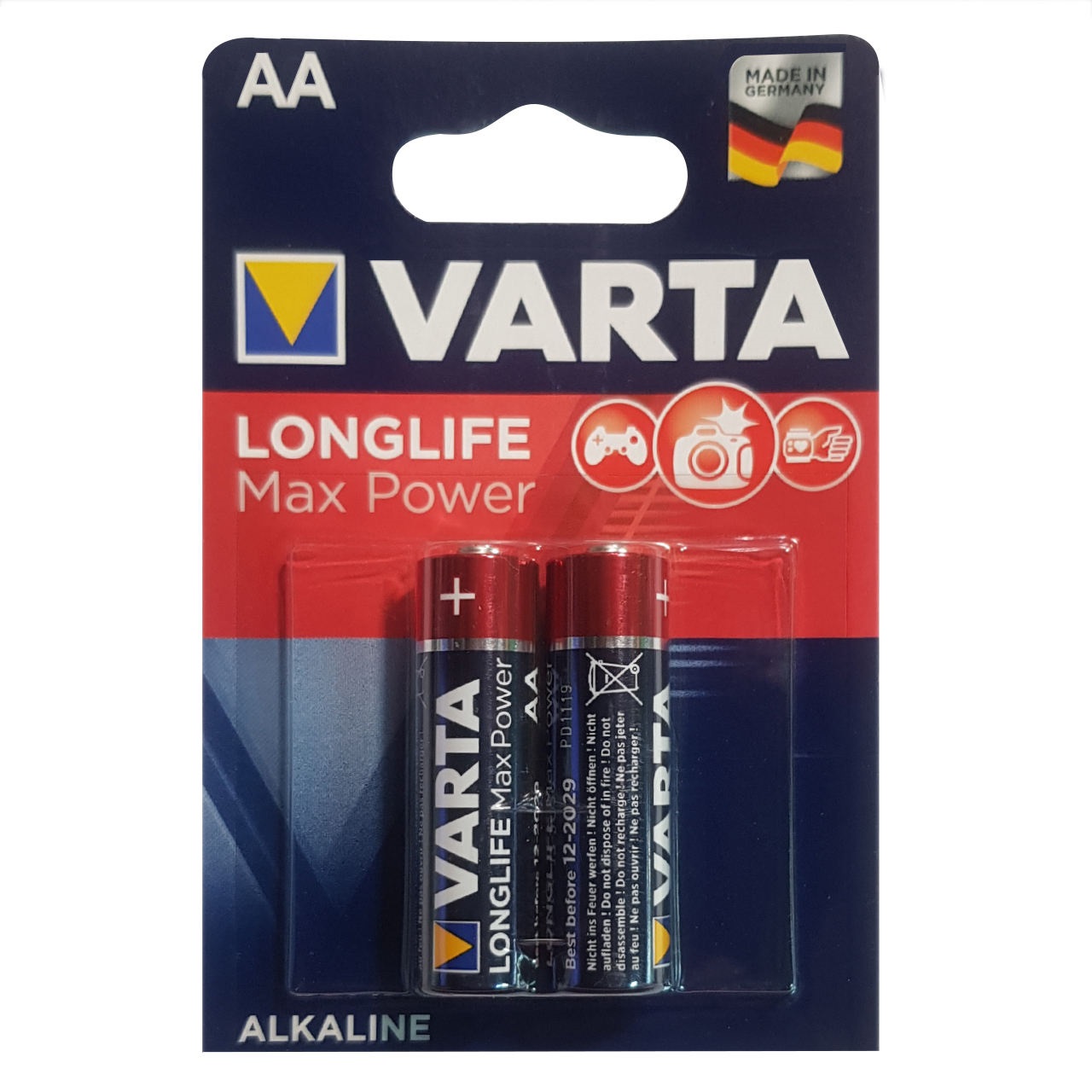باتری نیم قلمی وارتا مدل MAX power-LongLife